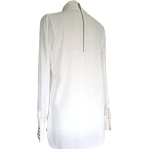 Holland Cooper Blouse Women's Size M Long Sleeved Natural White Gold Zip Buttons - Picture 1 of 13