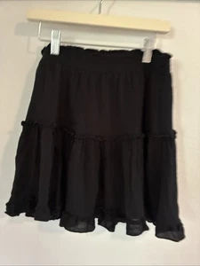 Shore L Skort Nero Arruffato Elastico Vita Donna Junior - Foto 1 di 9