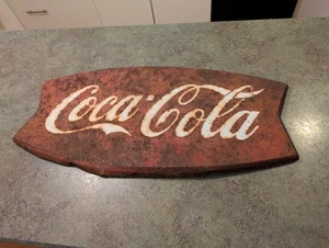 Vintage 1950s 1960s COCA COLA Metal Fishtail Coke Sign Original 26" - Picture 1 of 7
