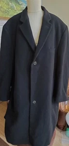 Lauren Ralph Lauren Men's Long Black Wool Coat Size 46R Black Classic Overcoat - Picture 1 of 13
