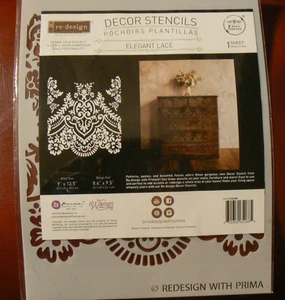 Decor Stencils,ELEGANT LACE, prima, sheet size 9"x13.5",8.6"x9.5" design NEW - Picture 1 of 6
