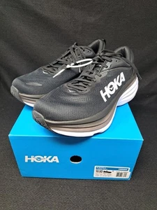 Hoka Men's Bondi 8 Lace Up Athletic Shoes #1123202 Black/White Size:10.5D NIB - Picture 1 of 9