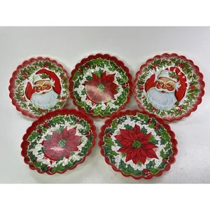 Santa Clause Christmas Bowl 10” Thin Plastic Vintage Red Bundle Lot of 7 - Bild 1 von 11