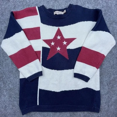 Lauren Hansen Sweater Womens Small Patriotic Flag Stars Stripes USA 4th of July - Image 1 of 4