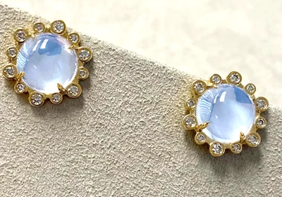 Orecchino pietra di luna moissanite diamante orecchino argento 925... - Immagine 1 di 4