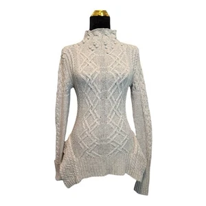 BCBGMAXAZRIA Maylin Cable Knit Sweater XS Gray Mock Turtleneck Wool Blend EUC - Picture 1 of 8