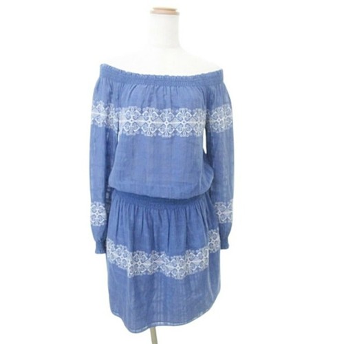 Abito Tory Burch spalle scoperte mini lunghezza tunica taglia S blu AA usatoc4a1442