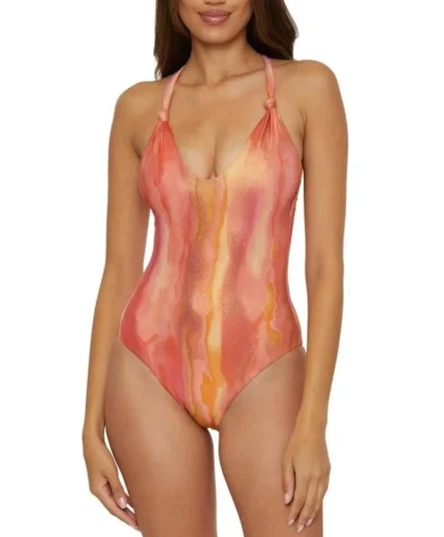 Traje de baño para mujer Becca metálico de una pieza naranja talla pequeña nuevo con etiquetas $148 Foto 1 de 4