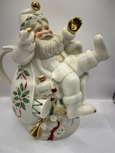 Lenox 1999 Holiday Santa Collection Ice Skating Santa Porcelain Teapot 11" - Picture 1 of 7