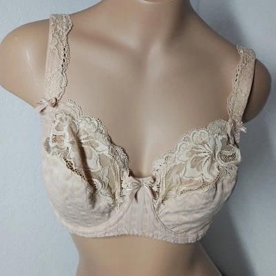 Prima Donna Madison Side Support Wire Bra Unpadded Cafe Latte 34C Lace Bows - Image 1 of 4