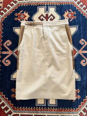 Ralph Lauren коллекции фиолетовый ярлык желтовато-коричневый хлопок саржи юбка размер 8 кожаная отделка - Изображение 1 из 4