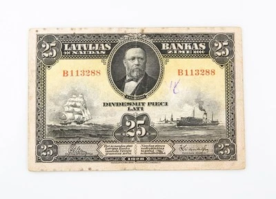 1928 Latvia 25 Latu Note F Latvijas Bankas Twenty-Five Fine Series B P#18a - Image 1 of 4