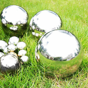 6Pcs Steel Silver Mirror Sphere Hollow Ball Home Garden Ornament Decorations 