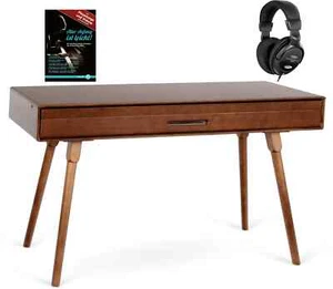 Juego de piano digital de 88 teclas diseño madera mesa pedales auriculares escuela nogal - Imagen 1 de 9