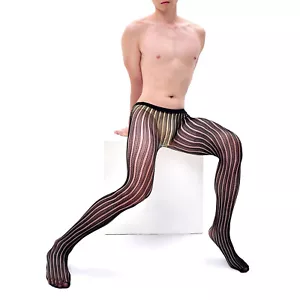 Men Pantyhose Sexy See Through Stockings Tights Elastic Mesh Underwear Hosiery - Picture 1 of 6