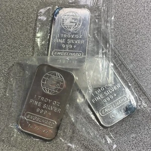 3 Piece Lot Engelhard 1 oz Silver Bars Consecutive Serial Numbers - Picture 1 of 5