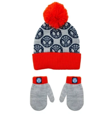 Conjunto de gorro e luvas de malha Marvel Spider-Man criança meninos OS novo com etiquetas - Imagem 1 de 4