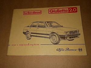 LIBRETTO USO MANUTENZIONE ALFA ROMEO GIULIETTA 2.0 TURBO DIESEL- ED. 6/1983 - Foto 1 di 1
