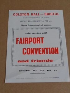 Fairport Convention 1970 UK Colston Hall, Bristol Handbill - Picture 1 of 1