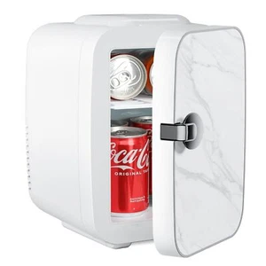 Mini 4L/6 Can Small Refrigerator Portable Cooler & Warmer Fridge Marble White - Picture 1 of 7