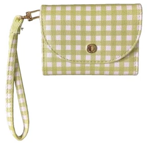 STEVE MADDEN GRÜN/WEISS GINGHAM KARIERTE GELDBÖRSE I.D. FOTO KREDITKARTENHALTER - Bild 1 von 13