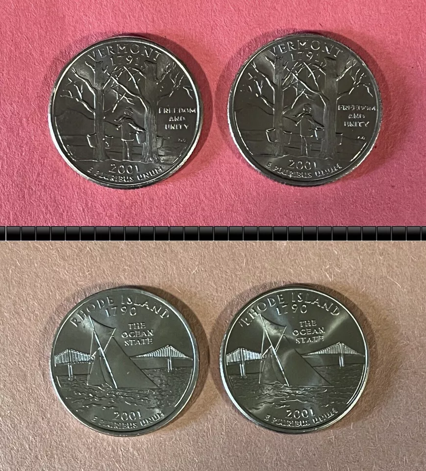 (4) 2001 P&D State Quarters, (2-Vermont & 2-Rhode Island). - Image 1 of 4