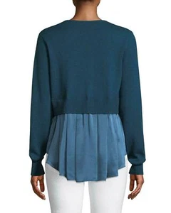 Suéter de medios mixtos de lana/seda Elie Tahari Deangelo L nuevo con etiquetas $298 - Imagen 1 de 5