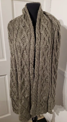 Bufanda combinada de punto grueso hecha a mano limón níquel cepillado 14” W x 78” L ~ nueva con etiquetas Foto 1 de 4