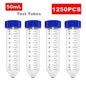 Tubos centrífugos cónicos 1250 piezas 50 ml, plástico estéril, contenedor PP, con marcas de escritura - Imagen 1 de 10