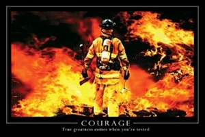Firefighter Courage Motivational Quote Poster 24x36 - Imagen 1 de 1