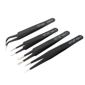 Black Stainless Steel Safe Anti-static Tweezers for Watch Maintenance or Repair - Picture 1 of 6