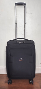 DELSEY LUGGAGE Black 4 Wheel SOFTShell Laptop SUITCASE Cabin Bag 55cm