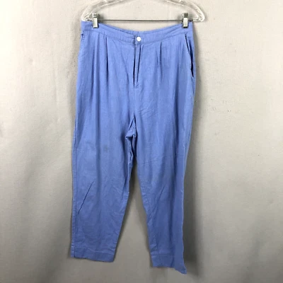Stonebridge Pants Womens 14P Petite Blue Linen Blend Beachy Casual Vintage Foto 1 de 4