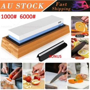 1000/6000 Grit Dual Whetstone Knife Sharpening Stone Water Wet Stone Sharpener - Picture 1 of 12