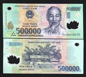 Vietnam 500000 DONG P-124 2008 Rare Date UNC POLYMER 500,000 Vietnamese BANKNOTE - Picture 1 of 3