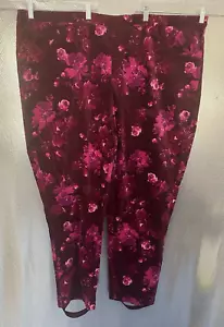 Isaac Mizrahi Live! Womens Plus Sz 26W Tall Floral Printed Velvet Stirrup Pants - Picture 1 of 8