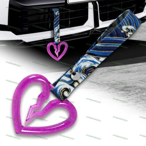 Purple Crystal S Broken Heart JDM Ring Tsurikawa Car Handle Strap -BL Wave Nylon - Picture 1 of 6