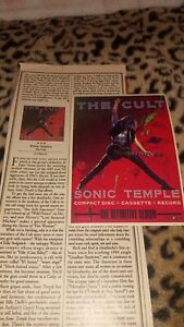 The Cult Sonic Temple rare original postcard & lp album review