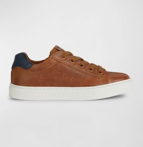 GEOX Nashik Garçon Low Cut Sneaker Boys 35 Cognac/Navy Lace And Zip Closure - Picture 1 of 20