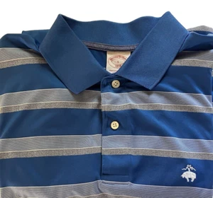 Brooks Brothers Herren Karibik Blau Grau SS 2 Knopf Performance Poly Polo Gr. L - Bild 1 von 6