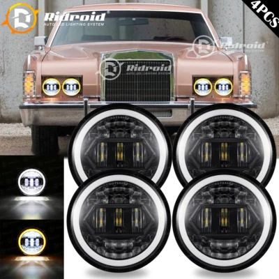 4PCS 5-3/4" 5.75" LED Headlights Hi/Low w/DRL For Lincoln Continental 1958-1979 - Image 1 of 4