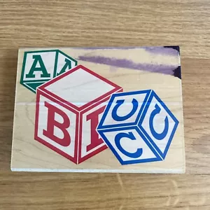 ABC Baby Block Frame Large Rubber Stamp - Picture 1 of 4