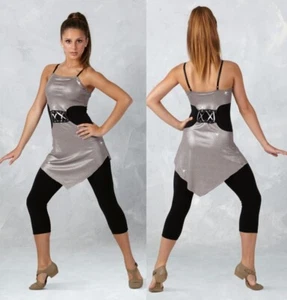 Breakaway Kind Medium Tanzkostüm Capri Unitard schwarz matt Jersey Folie Jazz - Bild 1 von 4