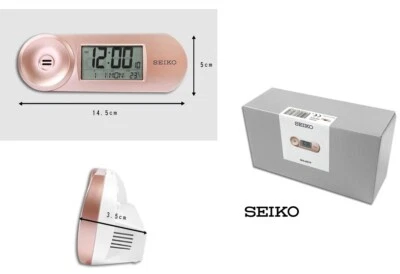 Seiko LCD LED light Table alarm Clock QHL067P Calendar Thermometer day/date - Image 1 of 4