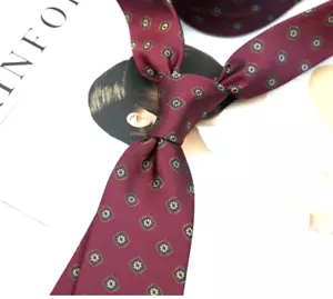 New Classic Polka Dot Red Brown JACQUARD WOVEN 100% Silk Men's Necktie Tie - Picture 1 of 1