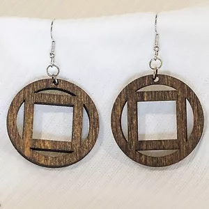Wooden BOHO Dangle Drop Laser Cut Earrings. NEW. Nickel free. - Picture 1 of 1