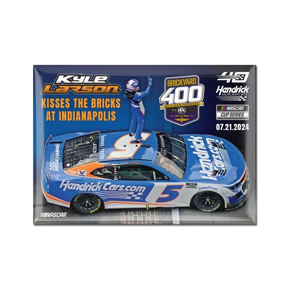 Kyle Larson 2024 Wincraft #5 Hendrickcars.com Brickyard 400 Win 2x3 Magnet - Image 1 of 1
