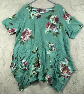 Made in Italy Floral 100% Linen Tunic Top Mini Dress One Size Womens - Picture 1 of 11