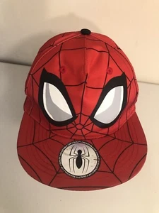 Youth Size 4-8 Spiderman Marvel Baseball Hat Cap Red Plastic Back Tab H & M Eyes - Picture 1 of 5