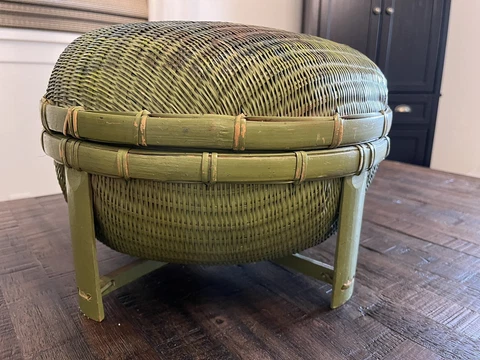 Retro Wicker Woven Basket Snake Charmer Lid Home Decor Planter Storage Cover